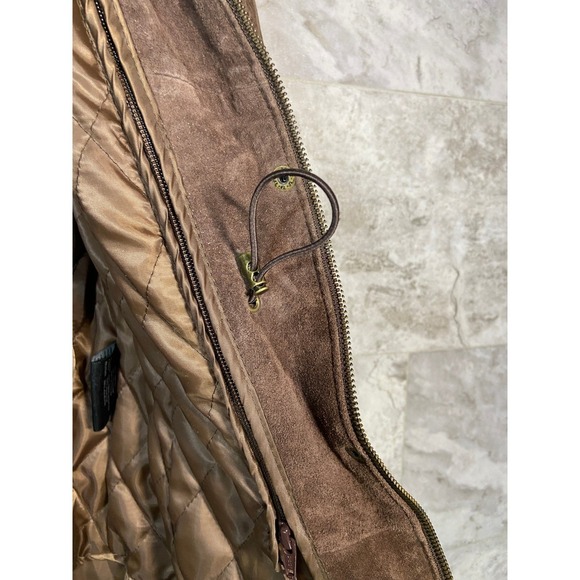 BGSD Womens Brown Suede Parka Jacket Fur Trim Hood Quilted Lined Coat M - Picture 7 of 16